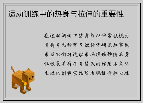 运动训练中的热身与拉伸的重要性